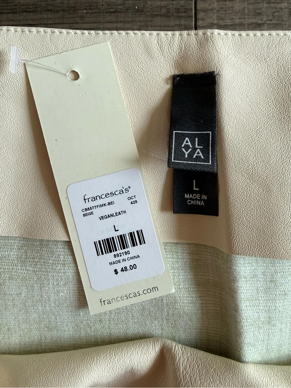 Francesca's Collections ALYA Beige Mini Skirt - Vegan Leather